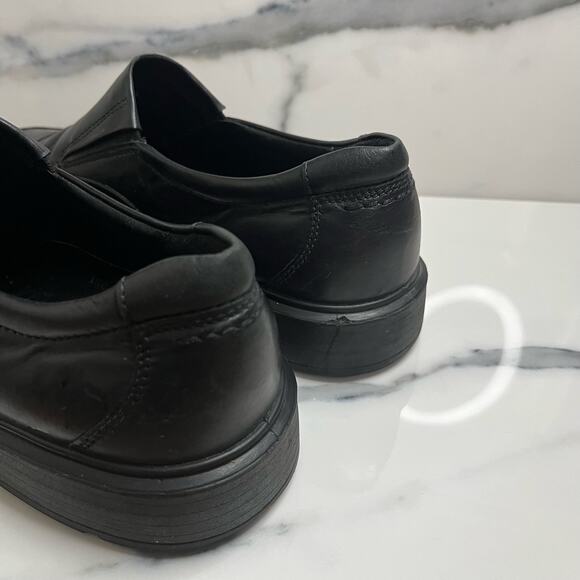 ECCO Men's Black Leather Helsinki Slip On Loafers Sz 43 Sz 9/9.5 Comfort Career - Picture 4 of 7